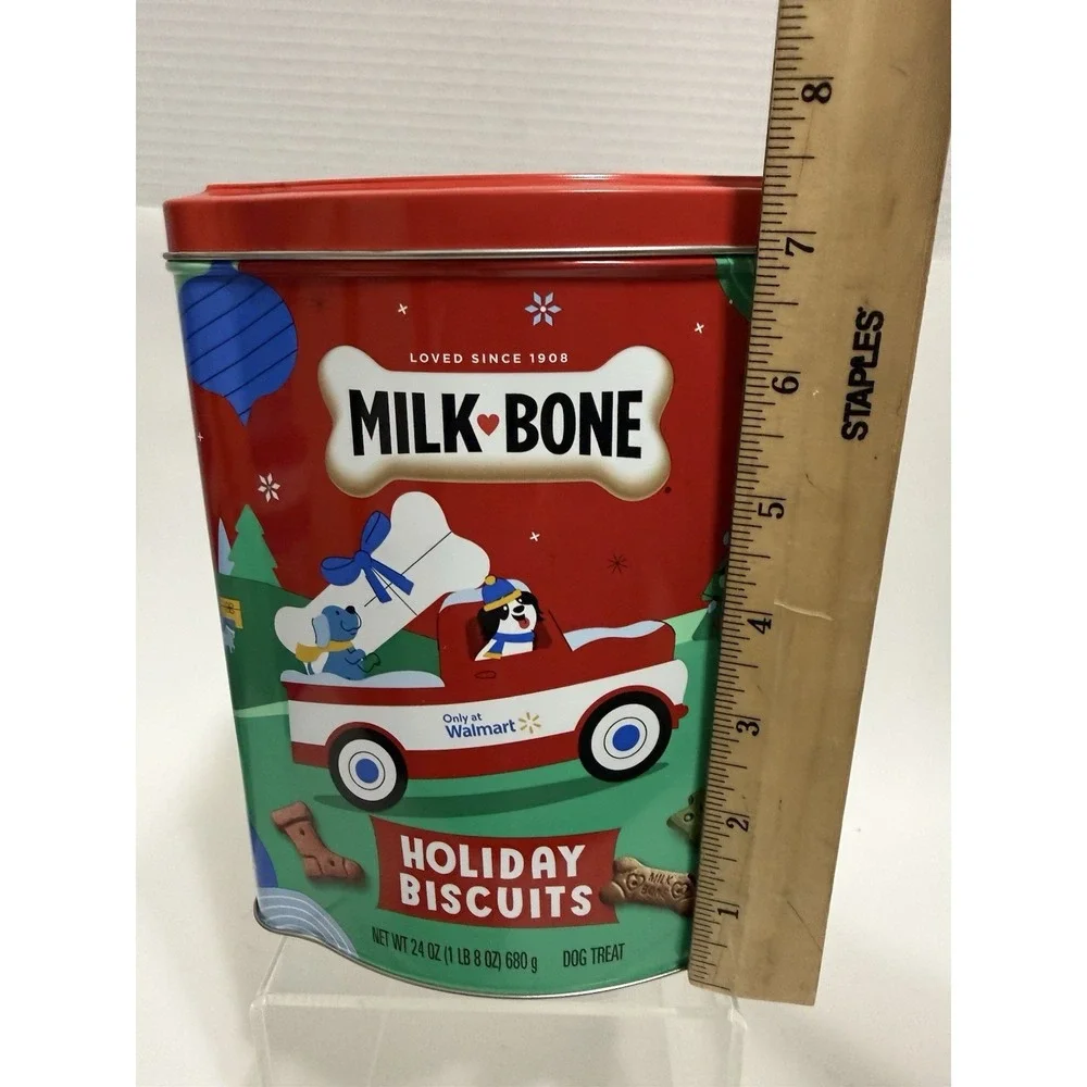 Milk Bone EMPTY Christmas Holiday Biscuits Tin (tin only no treats) Truck Dog